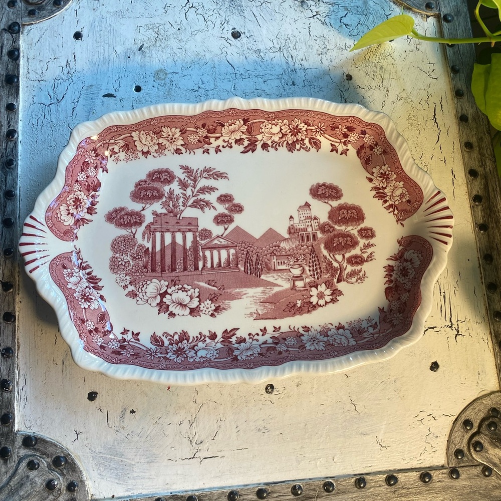 Warwick China Tudor Rose Pink 15” Oval Serving Platter